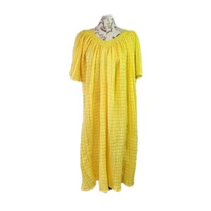 Bobbie Brooks Dress Size XL 18W Yellow Beachy Short Sleeve